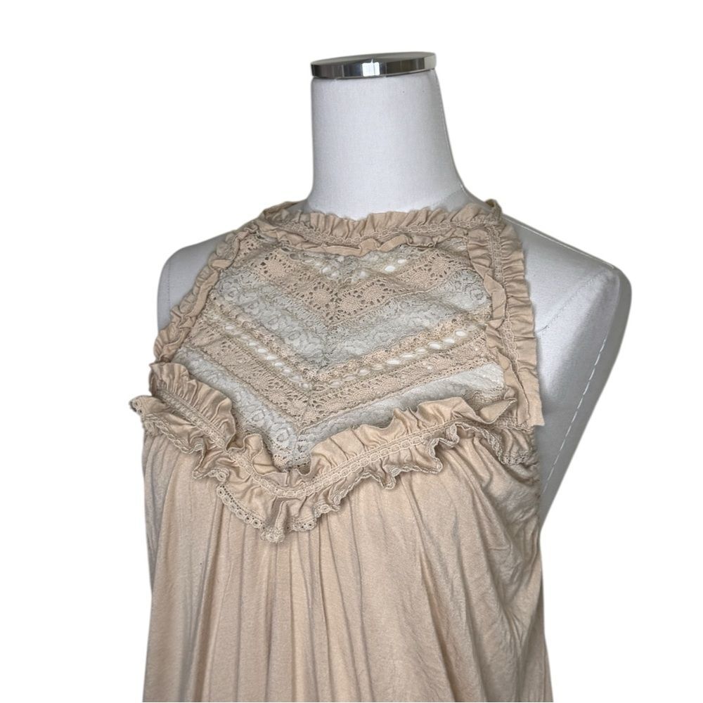 Y2K Arden B Nude Lace Ruffle Halter Top Size Medium - Picture 2 of 7